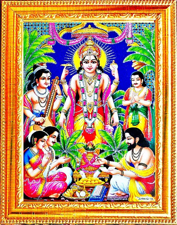Photo_&_Frame_Lord_Satya_Narayana_Swamy___|_Vishnu_Avatar_God___|___For_Wall_Hanging_Puja_Mandir_Small