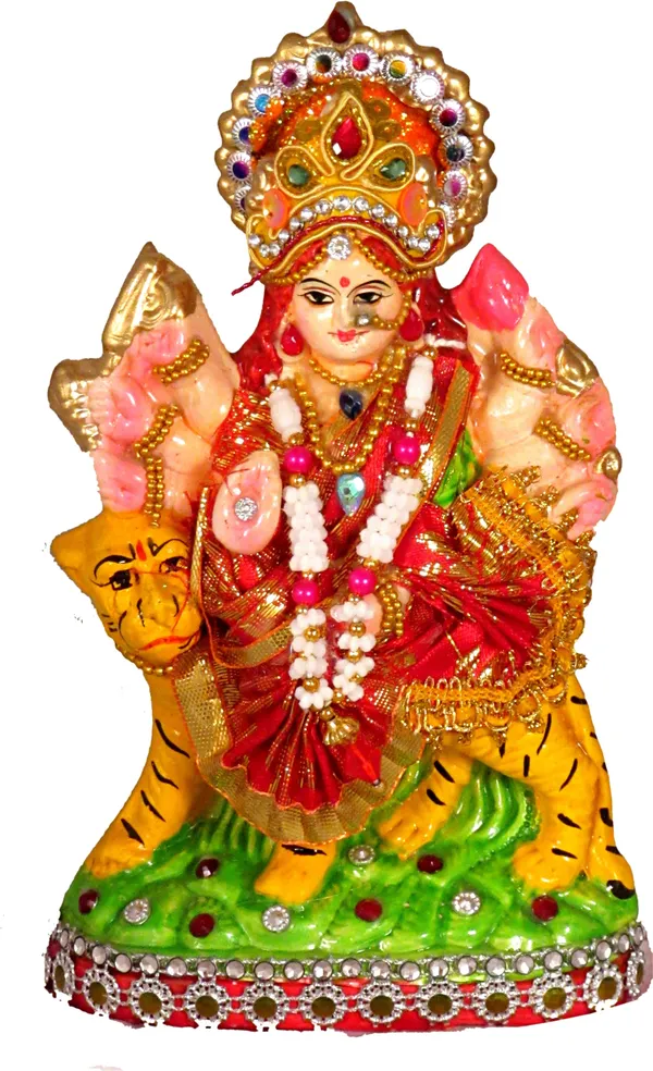 Goddess_Maa_Durga_Devi_Idol_Statue_Sherawali_Mata_Rani_Religious_Murti_Decorative_Showpiece_-_17_Cm_(Clay,_Multicolor)