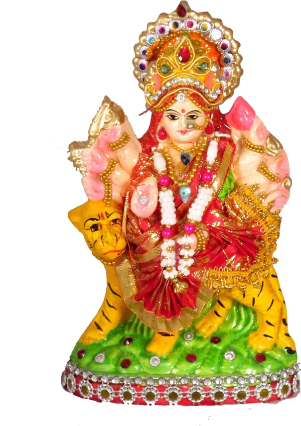 Goddess_Maa_Durga_Devi_Idol_Statue_Sherawali_Mata_Rani_Religious_Murti_Decorative_Showpiece_-_17_Cm_(Clay,_Multicolor)