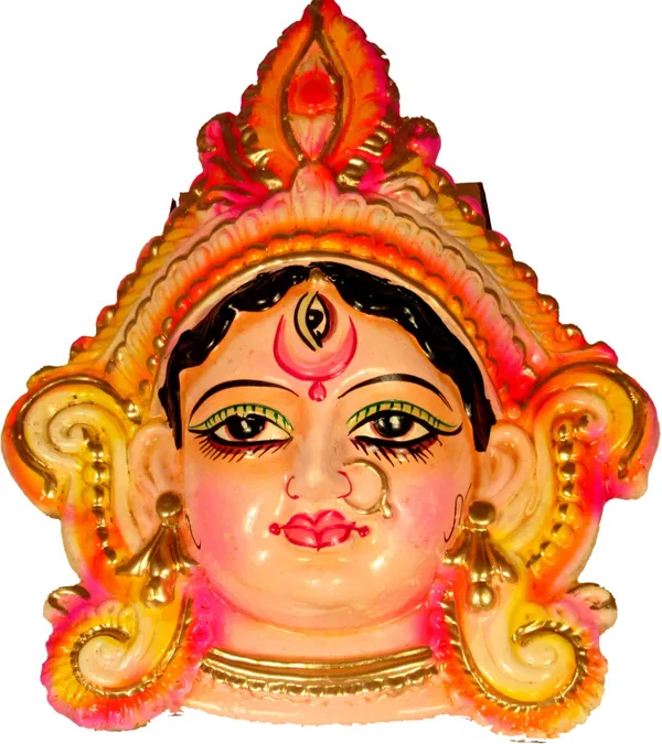 Vastu_Feng_Shui_Beautiful_Maa_Durga_Face_Mask/Vaishno_Devi/_-_18.5_Cm_(Terracotta,_Multicolor)
