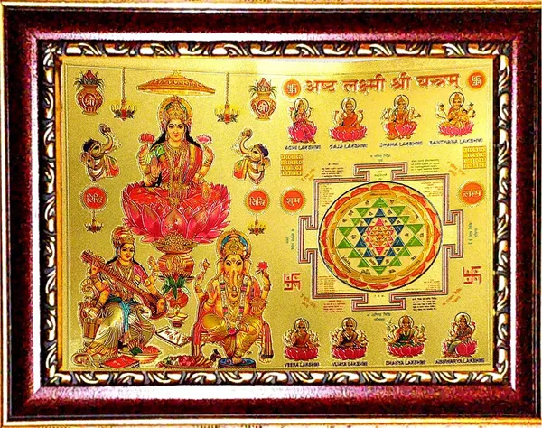Photo_&_Frame_Laxmi_Ganesh_Saraswati_With_Asht_Laxmi_Yantra_|___Diwali_Pooja