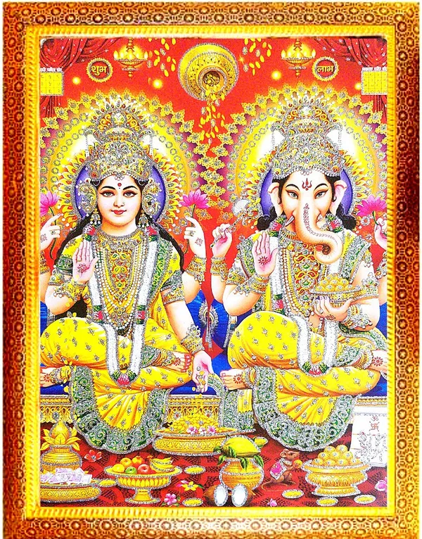 Photo_&_Frame_Laxmi_Ganesh___|_Hindu_Deity
