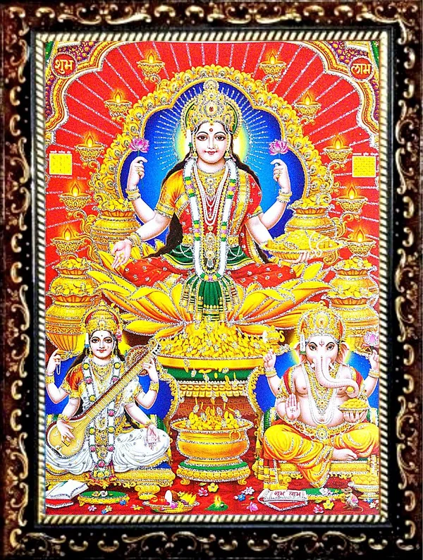 Photo_&_Frame_Laxmi_Ganesh_Saraswati___|_Hindu_Deity