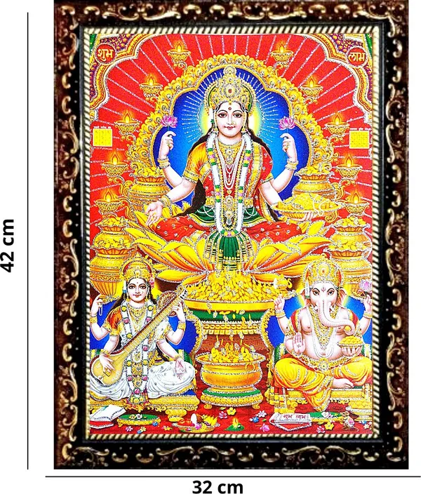 Photo_&_Frame_Laxmi_Ganesh_Saraswati___|_Hindu_Deity