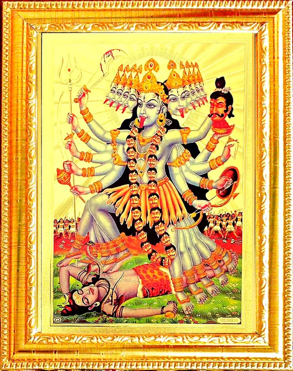 Photo_&_Frame_Gold_Foil_Embossed_Kali_Maa___(_33_X_24_Cm_)