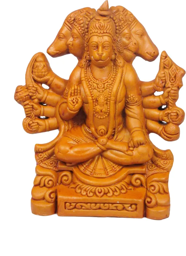 Panchmukhi_Hanuman_Ji_Idol_Decorative_Showpiece_-_6_Cm_(Terracotta,_Peach)