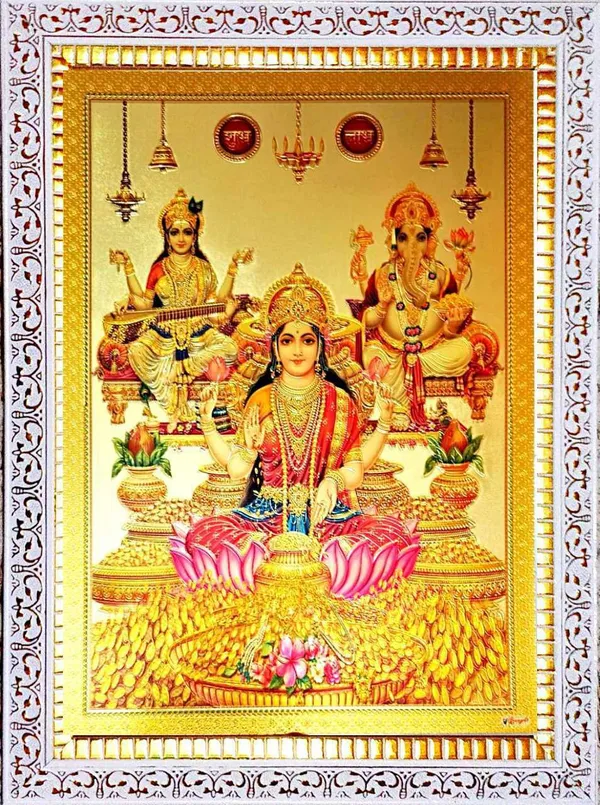 Photo_&_Frame_Laxmi_Ganesh_Saraswati_With_Shubh_Labh___|_God___|