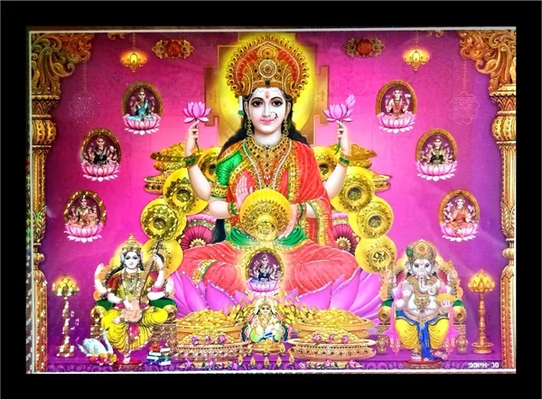 Photo_&_Frame_God_Asht_Laxmi_Ganesh_Saraswati_With_Kuber_Ji_(_35_X_26_Cm_)_|_God__s_|_Big_Size___|_Laxmi
