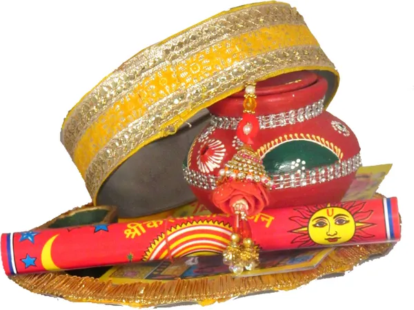 Decorated_Karwa_Chauth_Plate_With_Karwa_Chauth_Chalni_With_Karwa_|_Karwa_Chauth_Pooja_Thali_|_(7_Pieces,_Yellow,_Maroon)
