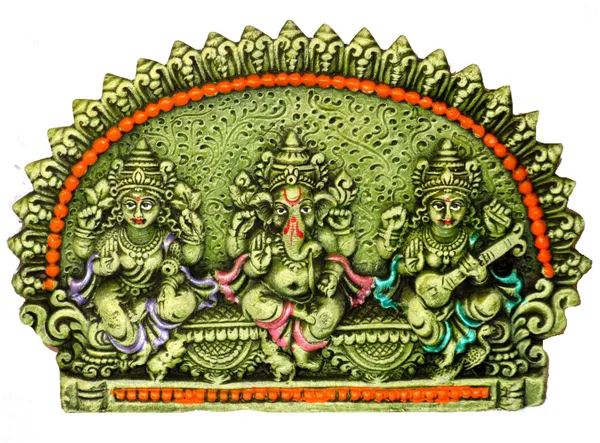 Laxmi_Ganesh_Saraswati_Ji_Idol_|_Diwali_Pooja_Idol_|_Laxmi_Ganesh_Murti_Decorative_Showpiece_-_10_Cm_(Terracotta,_Green)