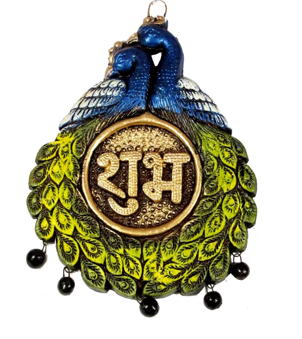Premium_Quality_Handmade_Terracotta_Peacock_Shubh_Labh_Wall_Hanging_For_Home_Decor_Decorative_Showpiece_-_18_Cm_(Terracotta,_Multicolor)