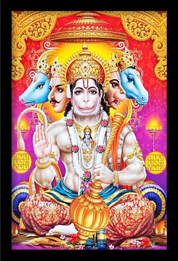 Photo_&_Frame_Panchmukhi_Hanuman___|God___(45_X_32_Cm_)