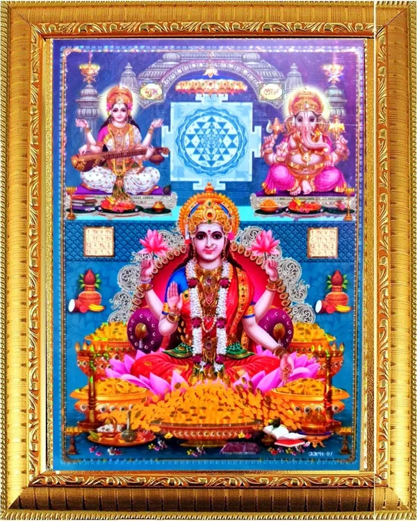 Photo_&_Frame_Laxmi_Ganesh_Saraswati___|_God__s_|_Hindu_God_Photo_|_Bhagwan_Photo_|_Small_Size_Photo_Of_7X_5_Inch