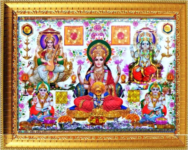 Photo_&_Frame_Laxmi_Ganesh_Saraswati_With_Kuber_Ji___|_God__s_|_Hindu_God_Photo_|_Bhagwan_Photo_Small_Size_Photo_Of_7X_5_Inch