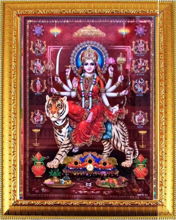 Photo_&_Frame_3D_Nav_Durga_Maa___|_God__s_|_Hindu_God_Photo_|_Bhagwan_Photo_|_Small_Size_Photo_Of_7X_5_Inch