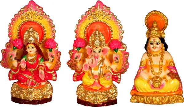 Terracotta_Laxmi_Ganesh_Murti_With_Kuber_Ji_Murti_Decorative_Showpiece_-_20_Cm_(Clay,_Multicolor)