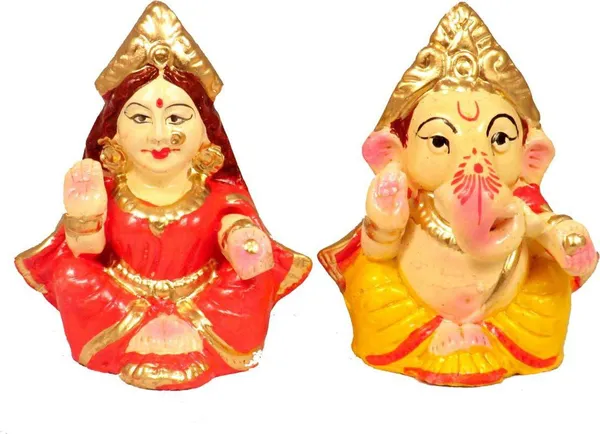 Laxmi_Ganesh_Decorative_Showpiece_-_10_Cm_(Clay,_Multicolor)