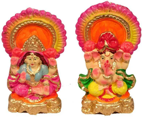 Laxmi_Ganesh_Decorative_Showpiece_-_11_Cm_(Clay,_Multicolor)
