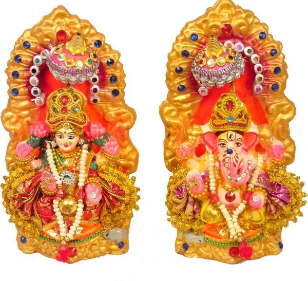Laxmi_Ganesh_Decorative_Showpiece_-_15_Cm_(Clay,_Multicolor)