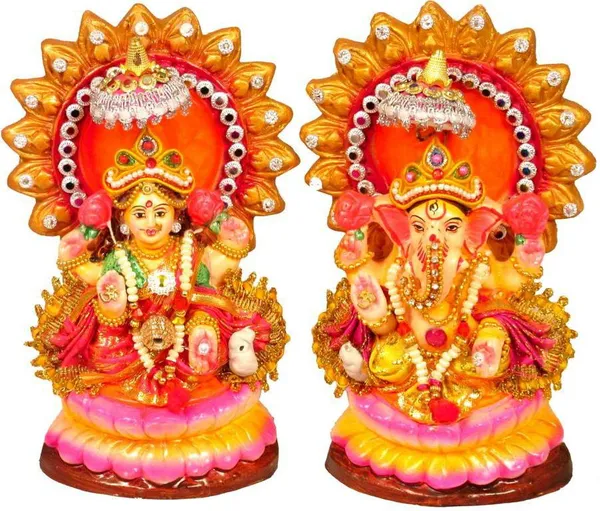 Laxmi_Ganesh_Decorative_Showpiece_-_16_Cm_(Clay,_Multicolor)