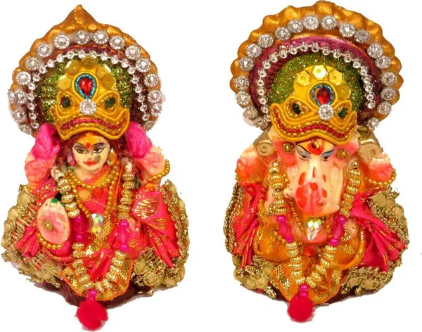 Laxmi_Ganesh_Decorative_Showpiece_-_8_Cm_(Clay,_Multicolor)