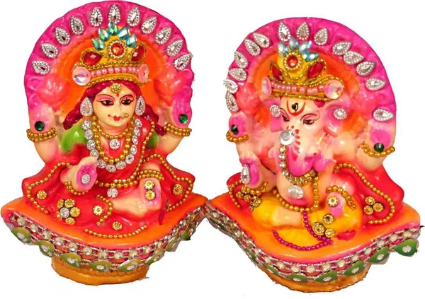 Laxmi_Ganesh_Decorative_Showpiece_-_10_Cm_(Clay,_Multicolor)