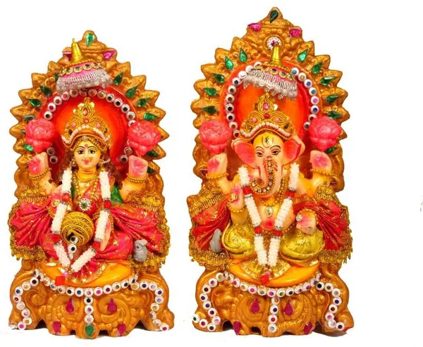 Laxmi_Ganesh_Decorative_Showpiece_-_21_Cm_(Clay,_Multicolor)