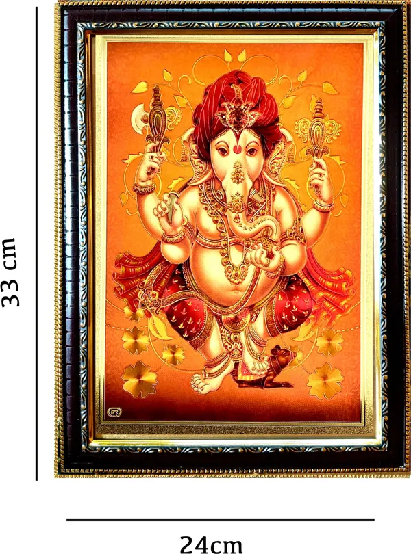 Photo_&_Frame_Gold_Foil_Embossed_Ganesha___(33_X_24_Cm_)