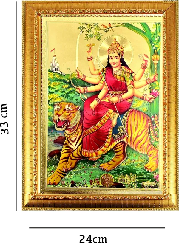 Photo_&_Frame_Gold_Foil_Embossed_Durga_Maa