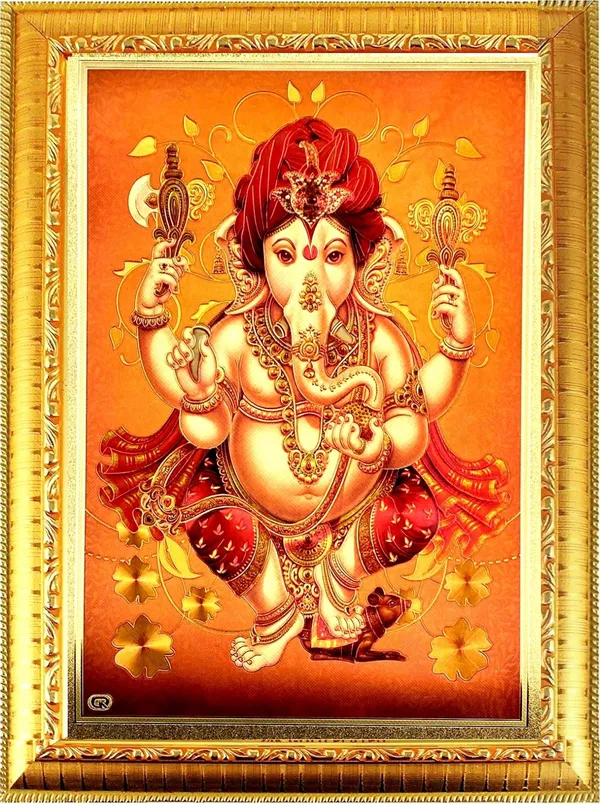 Photo_&_Frame_Gold_Foil_Embossed_Ganesh
