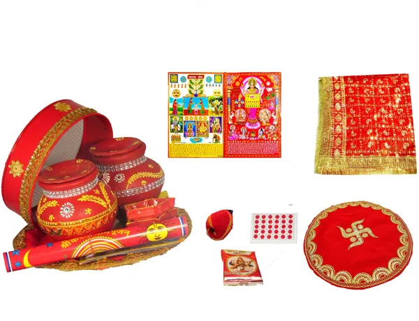Karwa_Chauth_And_Ahoi_Thali_Set_With_Full_Size_Chunni_Silver_Plated_(14_Pieces,_Multicolor)