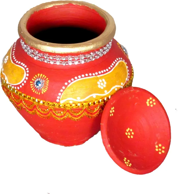 9_Inch_Terracotta_Karwa_Chauth_Thali_And_Ahoi_Ashtami_Thali_With_Glass_For_Pooja_Terracotta_(8_Pieces,_Multicolor,_Red)