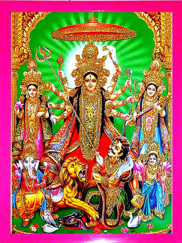 Photo_&_Frame_Laxmi_Ji,_Durga_Mata_&_Kali_Maa,_Saraswati_Ji_With_Mahishasura|_Goddess