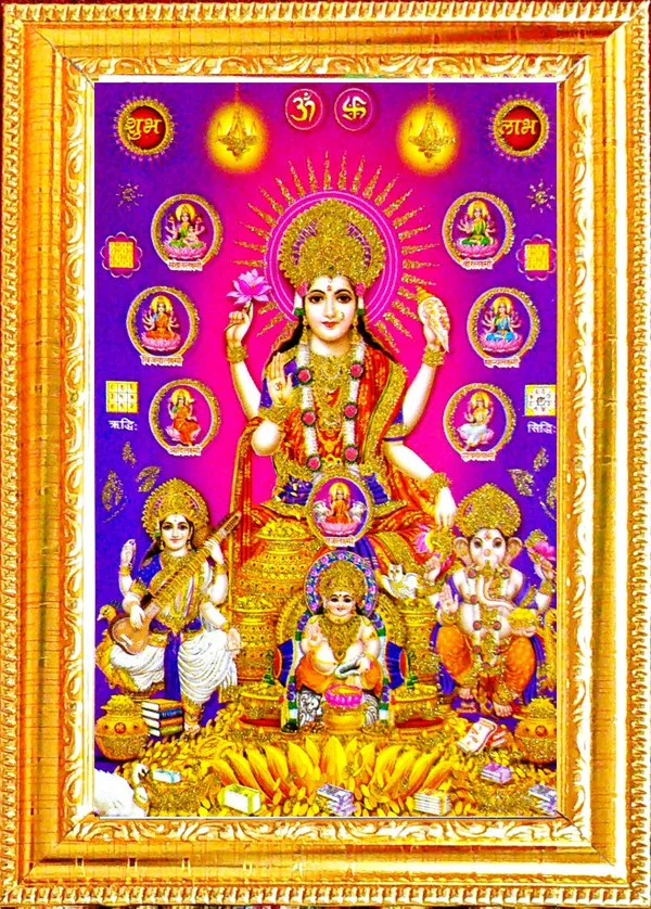 Photo_&_Frame_Asht_Laxmi_Ganesh_Saraswati_Kuber_Ji