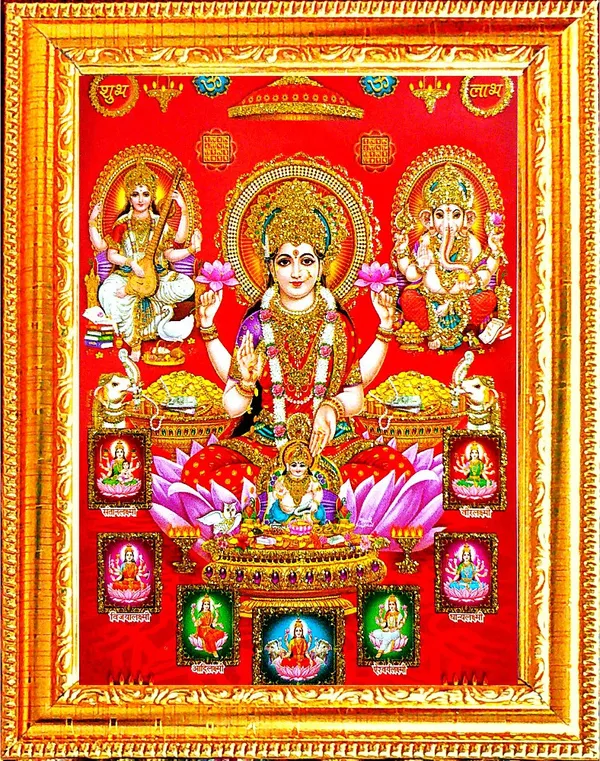 Photo_&_Frame_Laxmi_Ganesh_Saraswati_With_Ashta_Laxmi_Ji