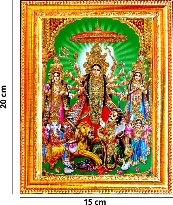 Photo_&_Frame_Laxmi_Ji,_Kali_Maa,_Saraswati_Ji_With_Mahishasura|_Goddess