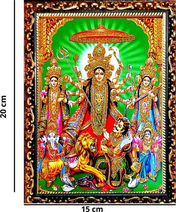 Photo_&_Frame_Laxmi_Ji,_Kali_Maa,_Saraswati_Ji_With_Mahishasura|_Goddess