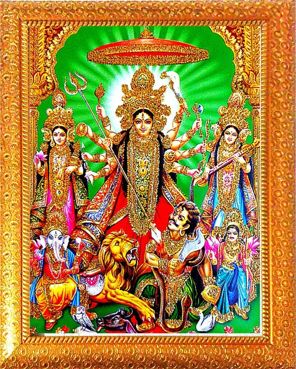 Photo_&_Frame_Laxmi_Ji,_Kali_Maa,_Saraswati_Ji_With_Mahishasura|_Goddess