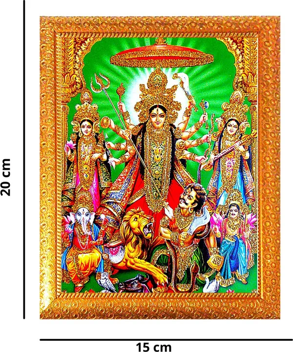 Photo_&_Frame_Laxmi_Ji,_Kali_Maa,_Saraswati_Ji_With_Mahishasura|_Goddess