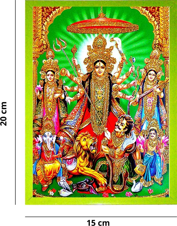 Photo_&_Frame_Laxmi_Ji,_Kali_Maa,_Saraswati_Ji_With_Mahishasura|_Goddess