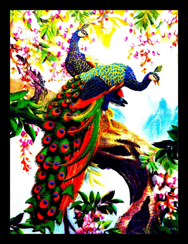 Photo_&_Frame_5D_Peacock_Painting_For_Living_Room_Digital_Reprint_16_Inch_X_12_Inch_Painting_(With_Frame)