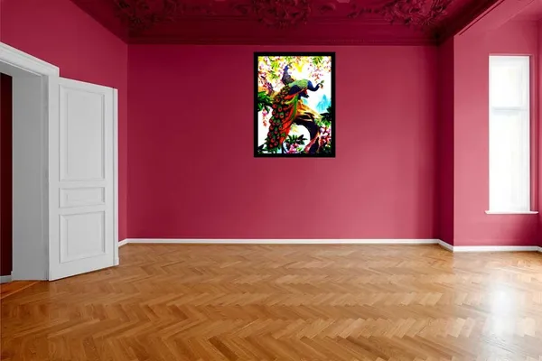 Photo_&_Frame_5D_Peacock_Painting_For_Living_Room_Digital_Reprint_16_Inch_X_12_Inch_Painting_(With_Frame)