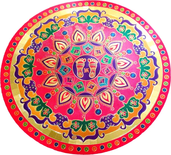 22.86_Cm_Gold_Foil_Embossed_Rangoli_Design_Self_Adhesive_Sticker_(Pack_Of_1)