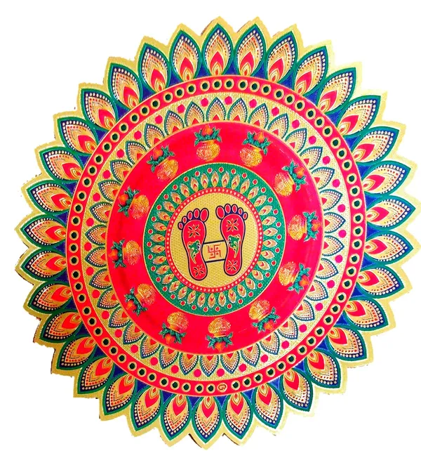 22.86_Cm_Gold_Foil_Embossed_Rangoli_Design_Self_Adhesive_Sticker_(Pack_Of_1)