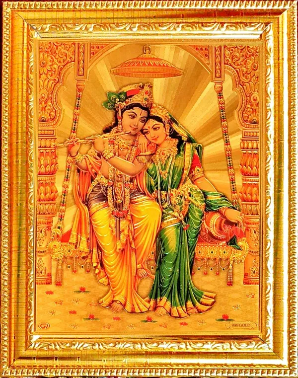 Photo_&_Frame_Gold_Foil_Embossed_Radha_Krishna___|