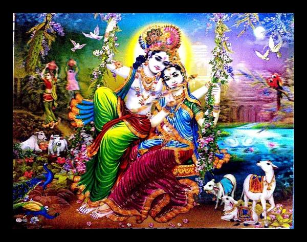 Photo_&_Frame_5D_Radha_Krishna_Painting_For_Living_Room_Digital_Reprint_12_Inch_X_16_Inch_Painting_(With_Frame)