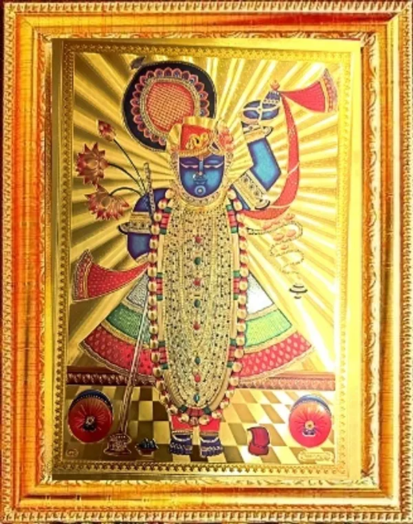 Photo_&_Frame_SUNINOW_Gold_foil_embossed_lord_Shreenathji___(_33_x_24_cm_)