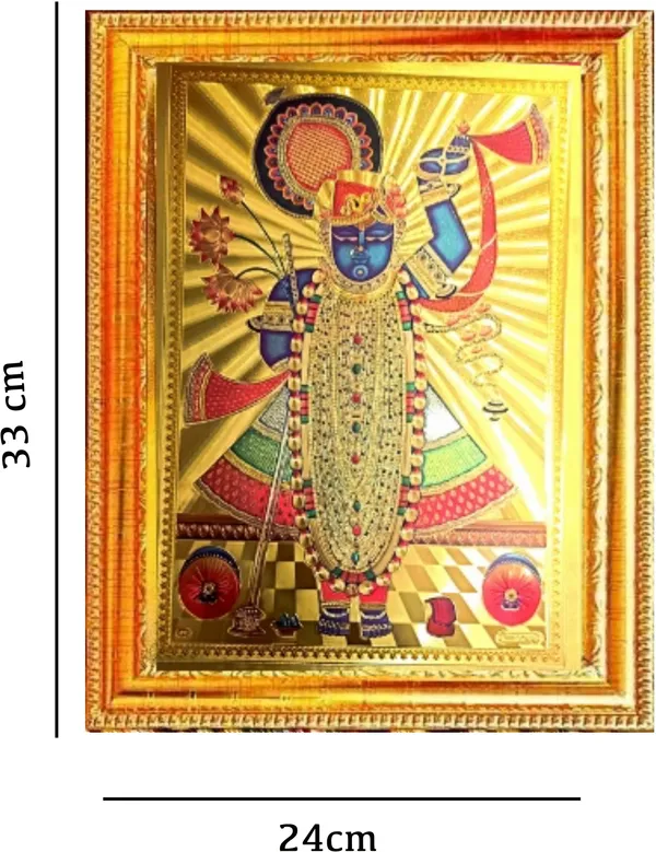 Photo_&_Frame_SUNINOW_Gold_foil_embossed_lord_Shreenathji___(_33_x_24_cm_)