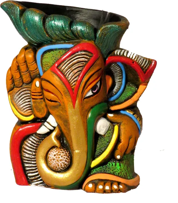 Terrcotta_Multipurpose_Ganesha_Pen_Stand_/_Flower_Pot_For_Home_And_Office_Table_Decor_Terracotta_Vase_(5_Inch,_Brown,_Multicolor)
