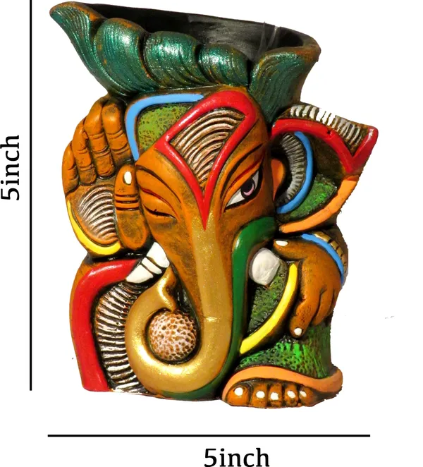 Terrcotta_Multipurpose_Ganesha_Pen_Stand_/_Flower_Pot_For_Home_And_Office_Table_Decor_Terracotta_Vase_(5_Inch,_Brown,_Multicolor)